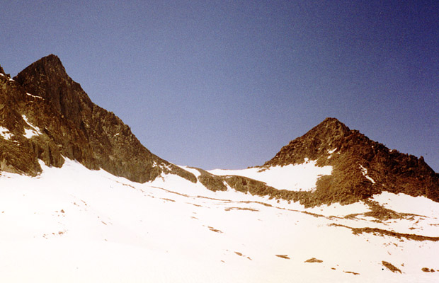 Looking north from Sill Glacier --Glacier Notch in center & Mt Gayley on right 