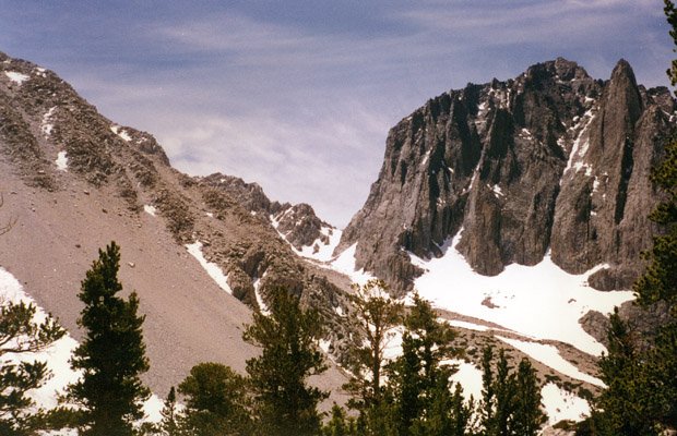 Temple Crag with Contact Pass in center -- as seen from Sam Mack Meadow