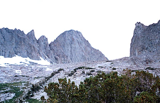 Oct. 1992: Looking at the east face of Mt Sill from the southern side of Contact Pass