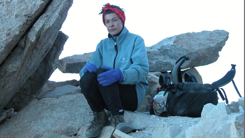 Lucy resting during the climb of Mt. Whitney from Guitar Lake
