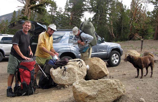 At Sonora Pass before heading south on the PCT:  Jim Keogh, Peter, Jim Slade & Ricky