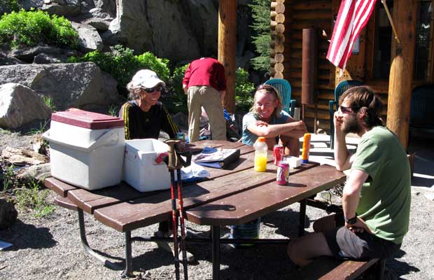 PCT thru-hikers at Carson Pass Information Center on Hwy 88