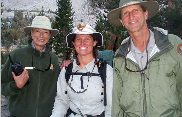 Ranger's Leslie Johnson, Rick Sanger and his wife Suzzette met near Bullfrog Lake