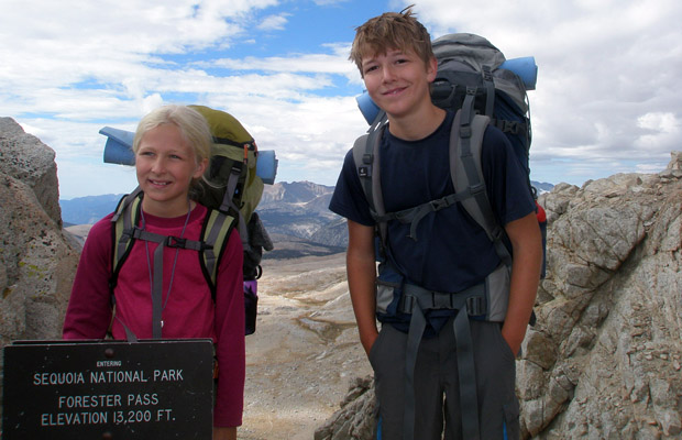 Young JMT thru-hikers on Forester Pass