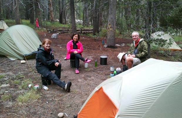 &quot;Tent City&quot; for five hikers now we've been joined by Angela and Yvonne from Germany