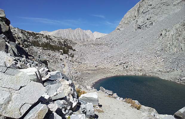 Looking northwest over Upper Morgan Lake to the 11,200' Morgan Pass.