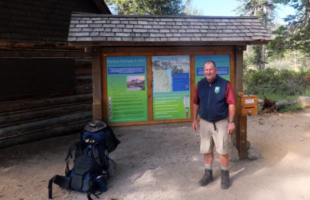 Rob at the Meeks Bay, Lake Tahoe trailhead at the beginning of his journey