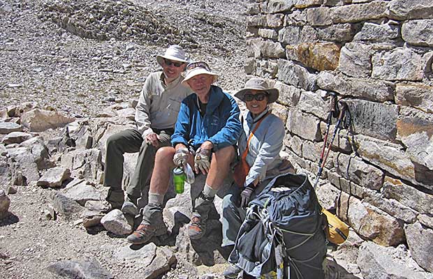 David, Peter and Jeanne resting at Muir Hut