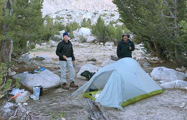 Peter and Rob at the camp near Trail Lakes ... below Mono Pass.