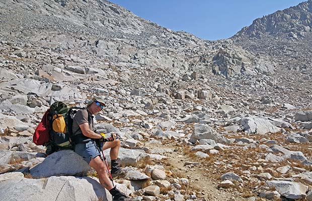 Bob resting below the northern side of Mather Pass.