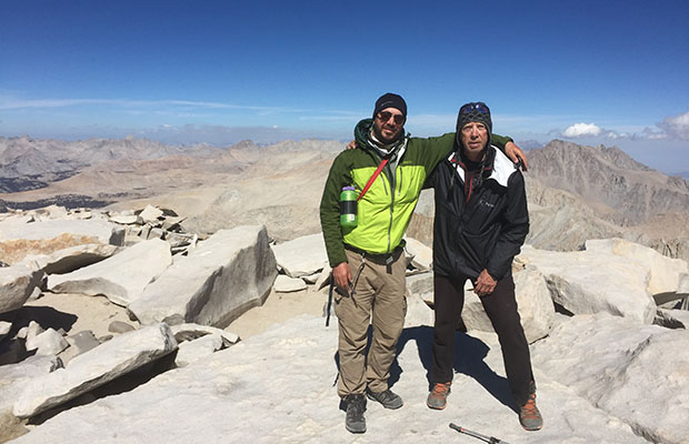 Benjamin [his first visit] and Peter on the Whitney summit.
