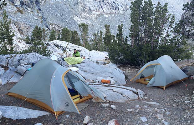 Our last minute campsite perched above Frog Lake on the southern side of Muir Pass.