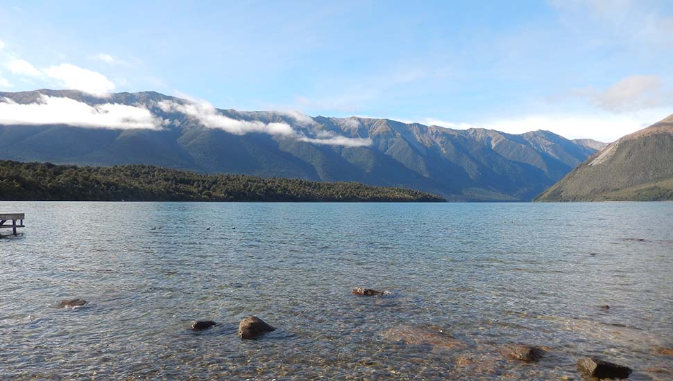 Looking south from St Arnaud down the length of Lake Rotiti 