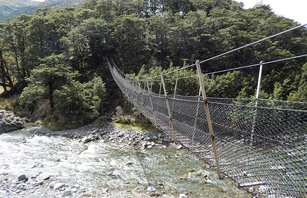 The suspension bridge [in bad repair] leading to Anne hut.