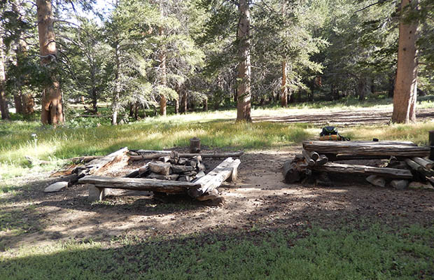 Bear Trap Creek campsite at west end of Summit Meadow.