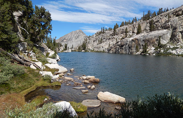 The northwestern end of Izaak Walton Lake, on the Sierra High Route
