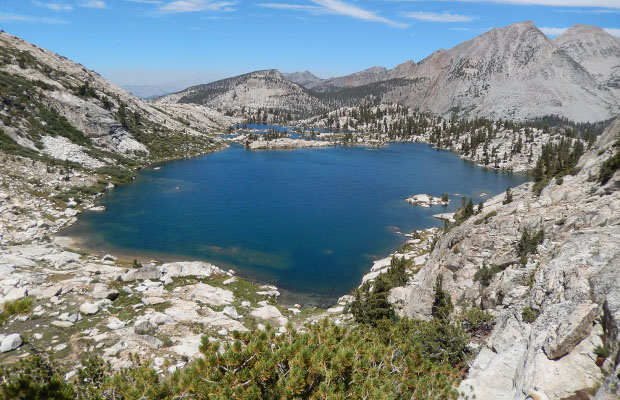 Photo of Hortense Lake I took last year, but unable to safely reach the shoreline from the cliffs.