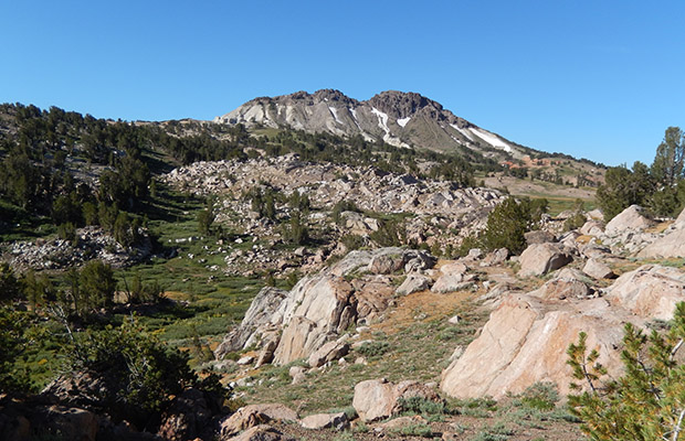 Finding our way to Emigrant Pass. Grizzly Peak behind