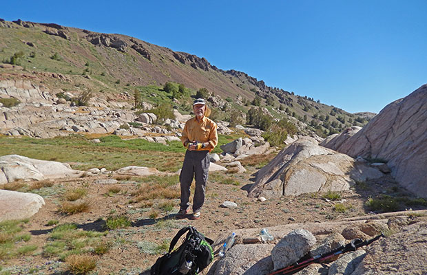 Bob at a future campsite close to Emigrant Pass
