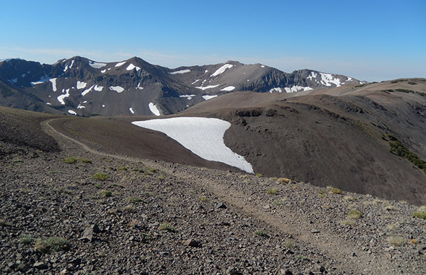The intersection of the PCT and Leavitt Lake trail. Big Sam in the right background