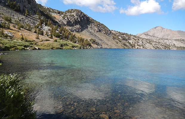 Looking back over Duck Lake towards Duck Pass on the left highground.
