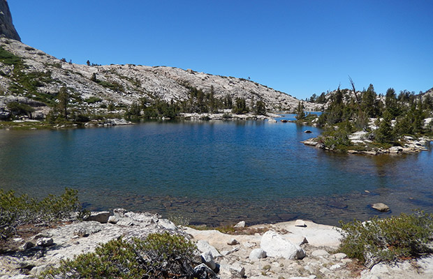 Standing on the isthmus dividing the lake, looking the western section of Hortense.