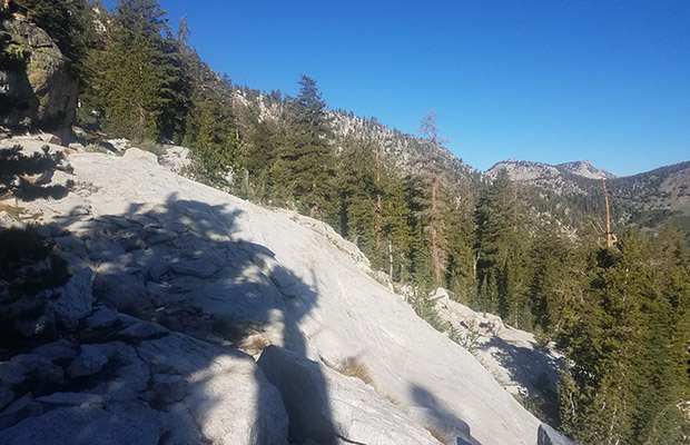 My dangerous section between Horse Heaven and Izaak Walton Lake, requiring Class 4 climbing.
