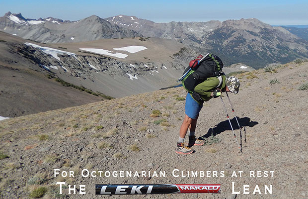 Peter resting at 11,000' using Leki Trekker poles (crutches!)