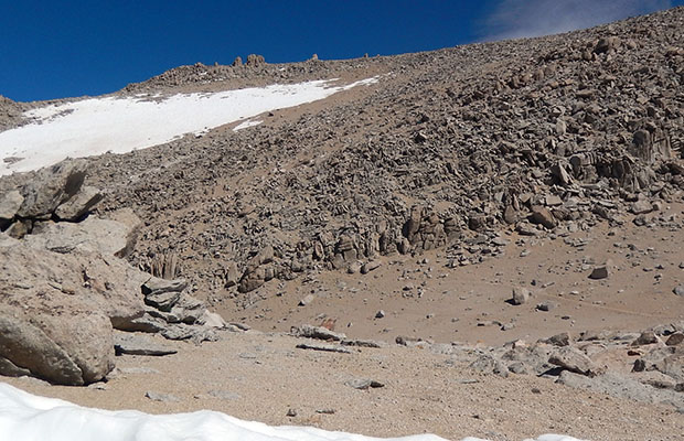 The final route to the summit of Langley begins at the bottom left corner.