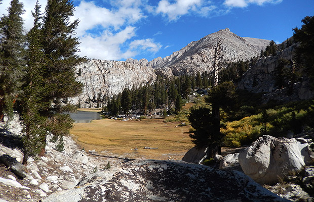 Hiking along the eastern shore of Lower Soldier Lake.