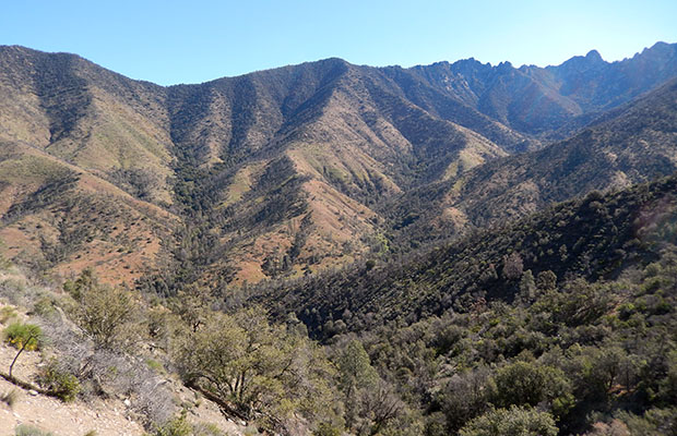 Looking down into the Spanish Needles creek drainage