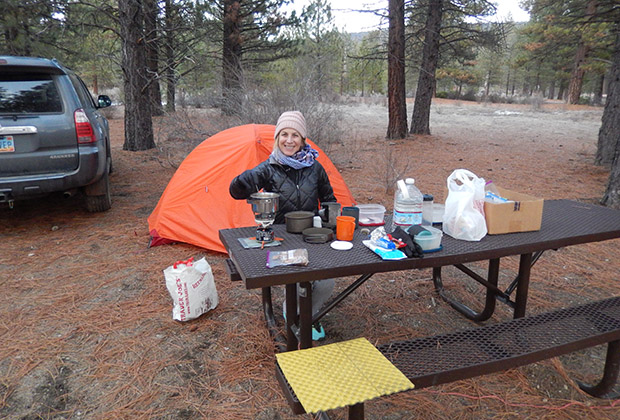 Car camping at Old Station with Carla.  A freezing night and morning.