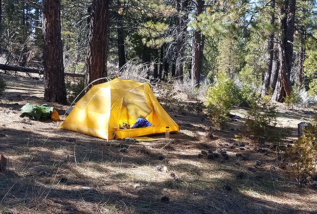 My tent back on the Hat Creek Rim on the second attempt