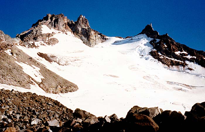 1987 Solo climb: Looking up at Jefferson Park Glacier from my high camp
