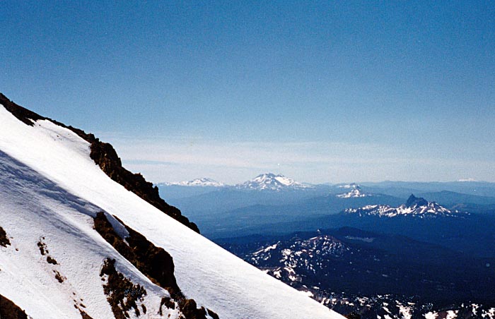 1987 Solo climb: The west ridge viewed from my high point. The Sisters & Three Fingered Jack behind