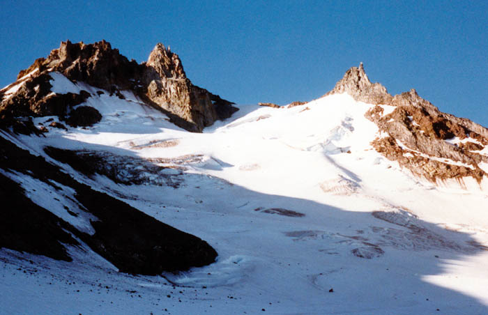 1987 Solo climb: Moving up the glacier in the early morning