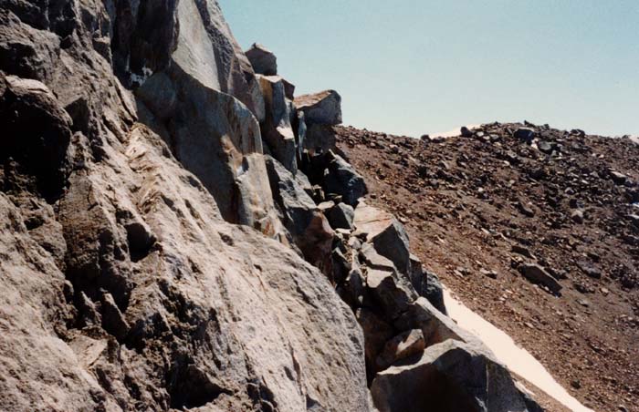 1987 Solo climb: My highest point reached, the way ahead is too steep without a rope.