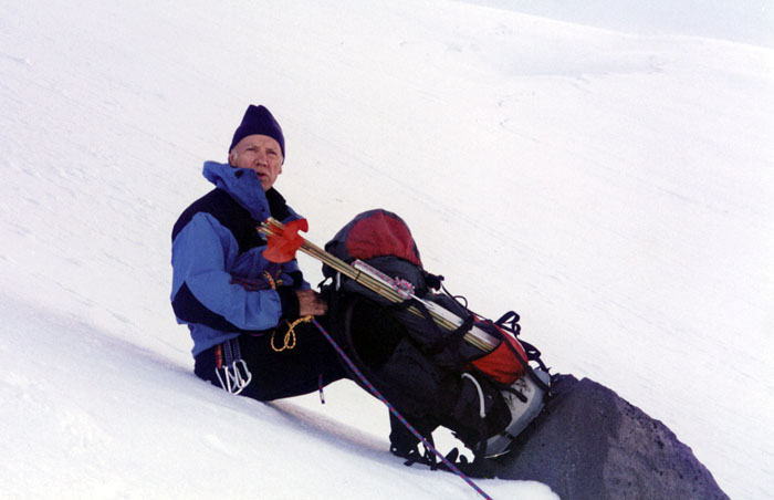 1997: Early morning climbing the lower section of Jefferson Park Glacier