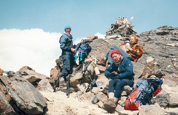 Russell, Mal and Pete on one of the high Passes between Lukla and the Hinku Valley.