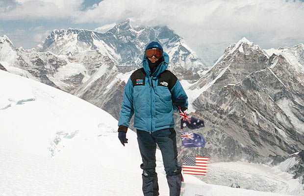 Taking a photo break on the climb to the summit of Mera Peak.