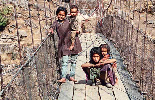 Ragamuffins on one of the many swingbridges.