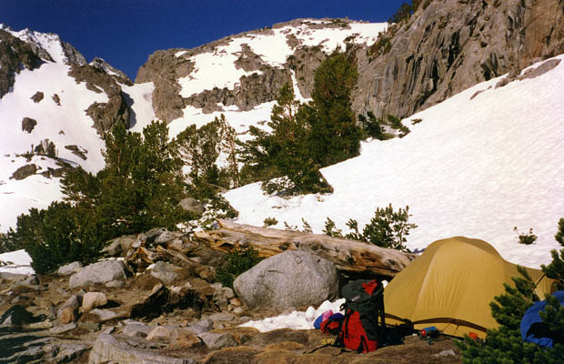 My camp at Sam Mack Meadow.  Later I moved camp above here to Sam Mack Lake