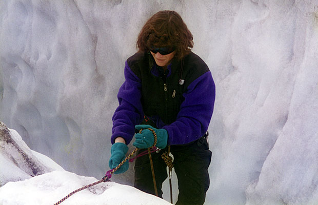 Crevasse extraction training for Lucy on the lower Easton Glacier