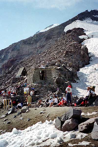 Shelters at Camp Muir, above the Muir snowfield 