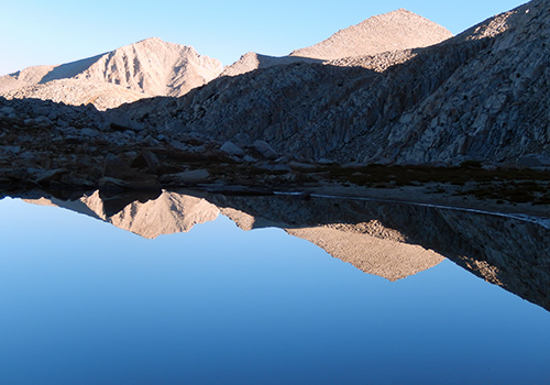 Early morning reflection on the Tarn by our campsite.