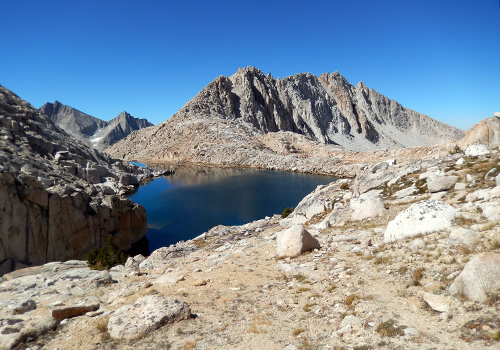 Our last high lake, White Bear, with it's associated Pass - on right.