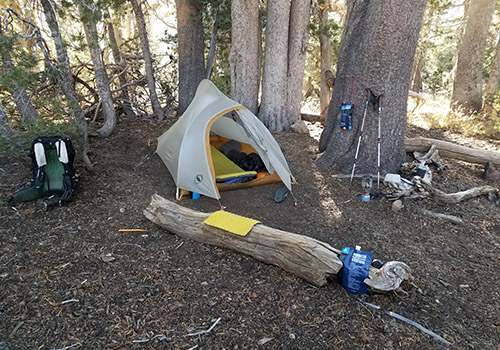 My wind protected campsite at the top of Kennedy Canyon.