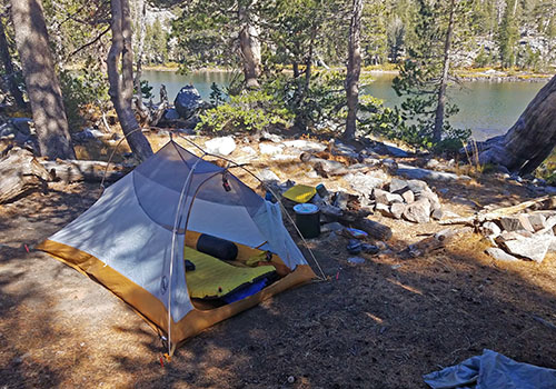 My PCT campsite on the shore of Lake Harriet.