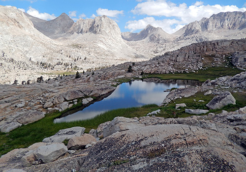 Looking from the crossed trees into Miter Basin