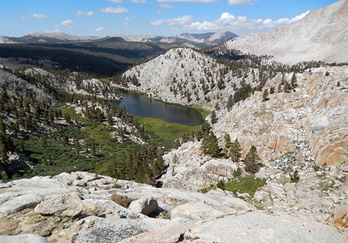 Looking down on Lower Soldier Lake from the much easier ledge route